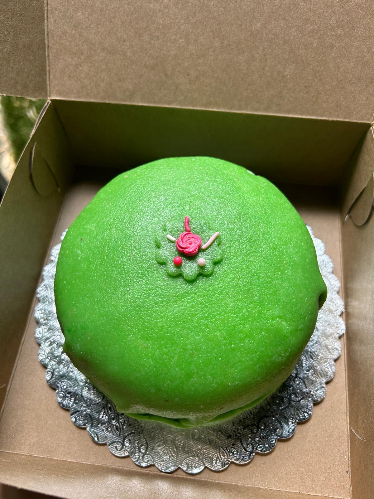 Swedish-style princess cake--with homemade marzipan